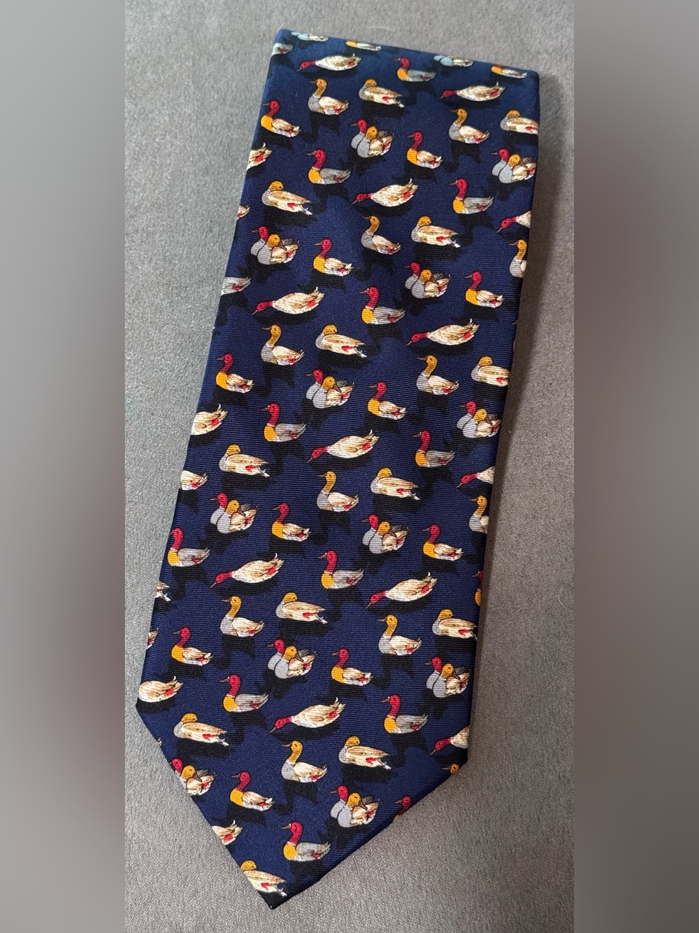Navy Duck Pattern Men’s  100% Silk Tie